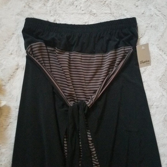 Sophia NYC Black Brown Tie Front Maxi Skirt New S - Picture 2 of 8